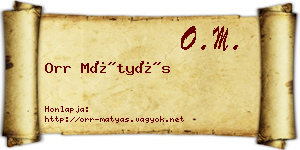 Orr Mátyás névjegykártya